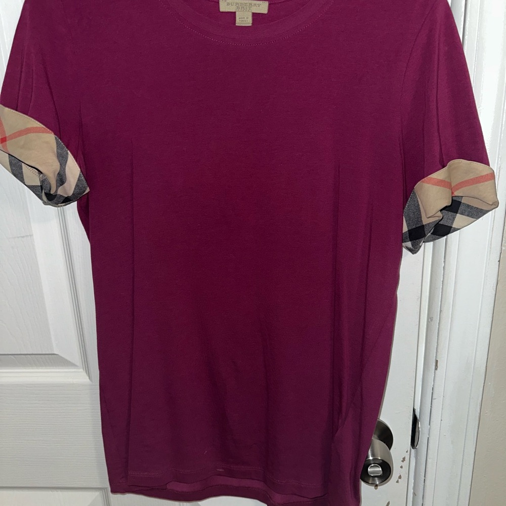 Burberry purple T-Shirt with Plaid Accents
